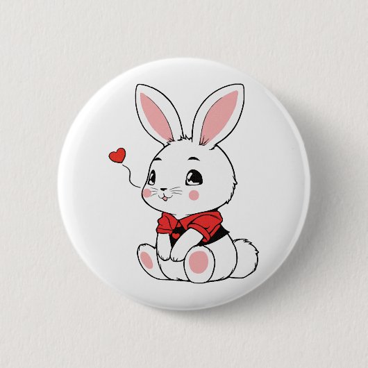 Schattige lieve konijn ronde button 5,7 cm (Voorkant)