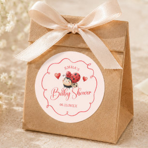 Schattige Lieve Lieveheersbeestje Baby Shower Ronde Sticker