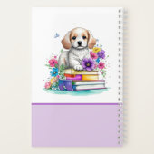 Schattige lieve puppy hond en boeken watercolor sc (Achterkant)