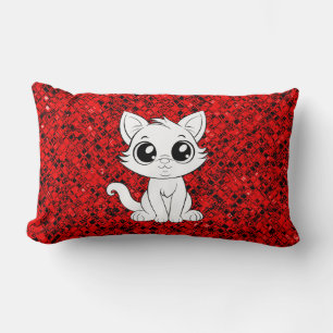 Schattige Lieve Witte Kat Cartoon-30853 Kussen