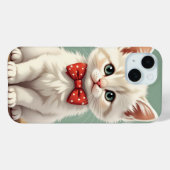 Schattige lieve witte kat met vlinderdas Case-Mate iPhone case (Achterkant (horizontaal))