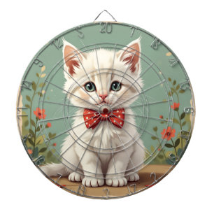 Schattige lieve witte kat met vlinderdas dartbord