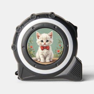 Schattige lieve witte kat met vlinderdas rolmaat