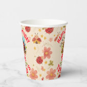 Schattige lieveheersbeestje 1e verjaardag | Bug Th Papieren Bekers (Rechts)