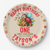 Schattige lieveheersbeestje 1e verjaardag | Bug Th Papieren Bordje (Voorkant)