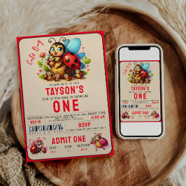 Schattige lieveheersbeestje 1e verjaardagsfeestje kaart