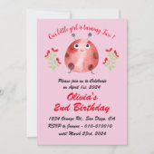 Schattige lieveheersbeestje 2e verjaardagsfeestuit kaart (Voorkant)