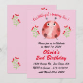 Schattige lieveheersbeestje 2e verjaardagsfeestuit kaart (Voorkant / Achterkant)