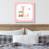 Schattige lieveheersbeestje baby meisje kinderkame canvas afdruk (Insitu (Slaapkamer))