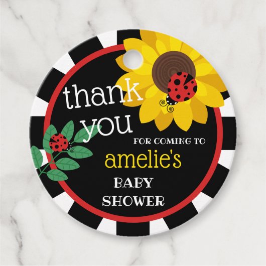 Schattige lieveheersbeestje Baby shower dank u Bedankjes Labels (Voorkant)