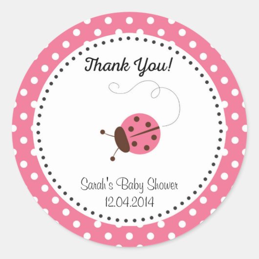 Schattige lieveheersbeestje Baby shower Sticker ro (Voorkant)