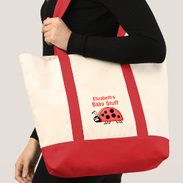 Schattige lieveheersbeestje baby spullen naam zwar tote bag