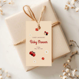 Schattige lieveheersbeestje bloemen Baby shower Cadeaulabel