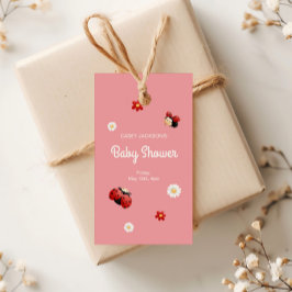 Schattige lieveheersbeestje bloemen Baby shower Cadeaulabel