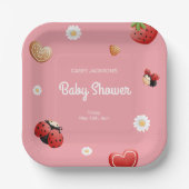 Schattige lieveheersbeestje bloemen Baby shower Papieren Bordje (Voorkant)