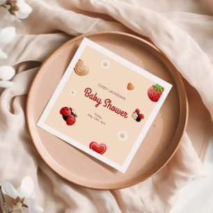 Schattige lieveheersbeestje bloemen Baby shower Servet