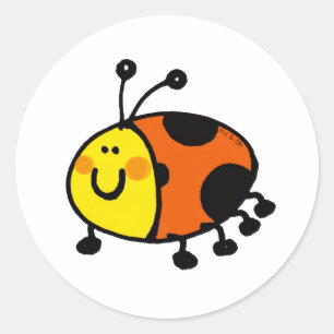 Schattige Lieveheersbeestje Cartoon voor Kinderen Ronde Sticker