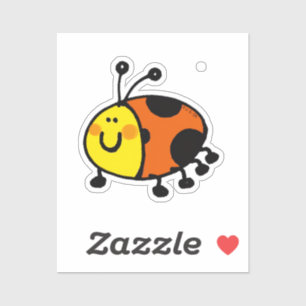 Schattige Lieveheersbeestje Cartoon voor Kinderen Sticker