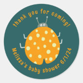Schattige lieveheersbeestje dank u aangepaste Baby Ronde Sticker (Voorkant)