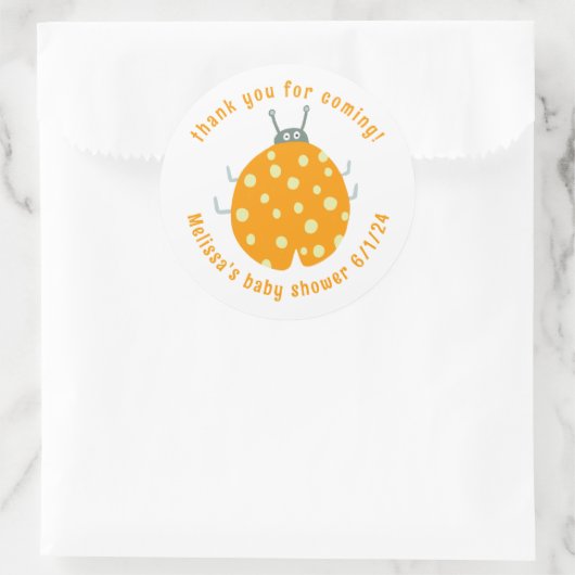Schattige lieveheersbeestje dank u aangepaste Baby Ronde Sticker (Tas)