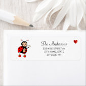 Schattige lieveheersbeestje en hart op wit etiket (Insitu)