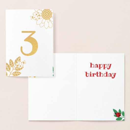 Schattige lieveheersbeestje Gold Foil Nummer Verja Folie Kaarten (Display)