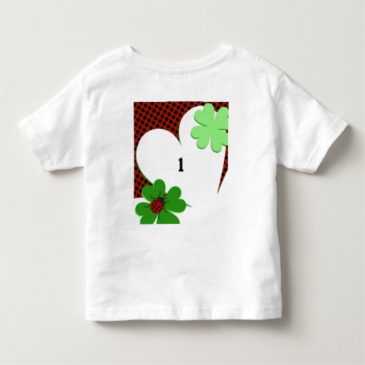 Schattige Lieveheersbeestje & Klaverblad 1e Verjaa Kinder Shirts (Achterkant)