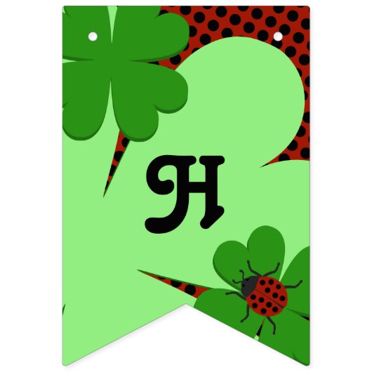 Schattige Lieveheersbeestje & Klaverblad Verjaarda Vlaggetjes (Tweede vlag)