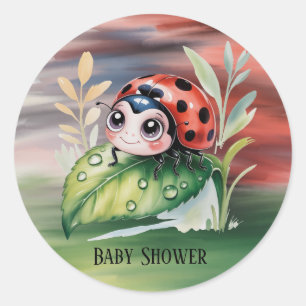 Schattige Lieveheersbeestje Meisje Baby Shower Ronde Sticker