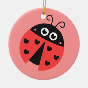 Schattige lieveheersbeestje met harten als stippen keramisch ornament