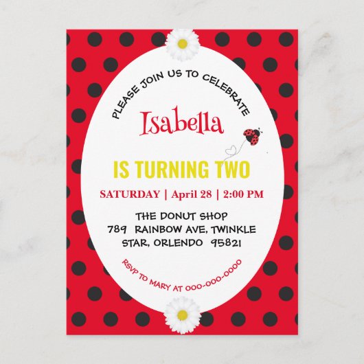 Schattige lieveheersbeestje met stippen Daisybloem Briefkaart (Voorkant)