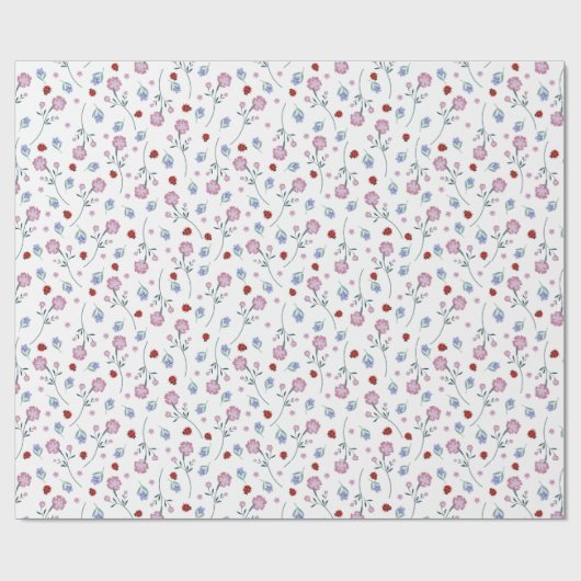 Schattige lieveheersbeestje polka dot Daisy Flower Cadeaupapier (Vlak)