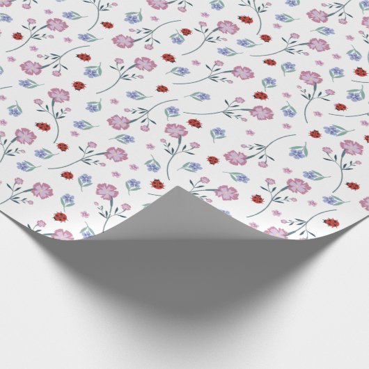 Schattige lieveheersbeestje polka dot Daisy Flower Cadeaupapier (Hoek)