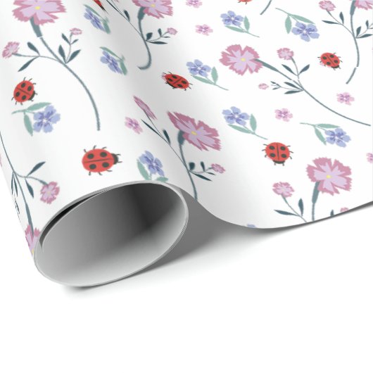 Schattige lieveheersbeestje polka dot Daisy Flower Cadeaupapier (Rol Hoek)