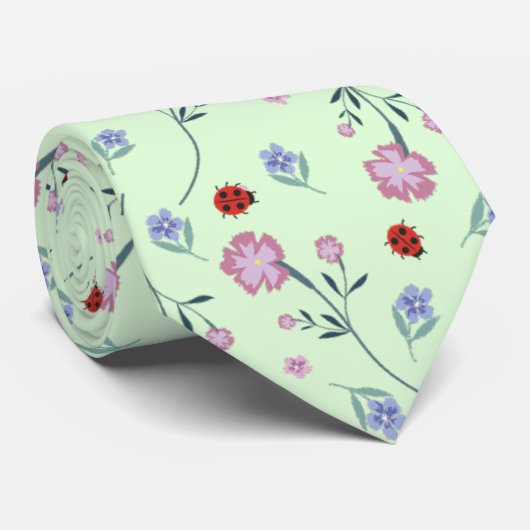 Schattige lieveheersbeestje polka dot Daisy Flower Stropdas (Opgerold)