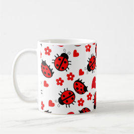 Schattige lieveheersbeestje polka dots zwart rood  koffiemok