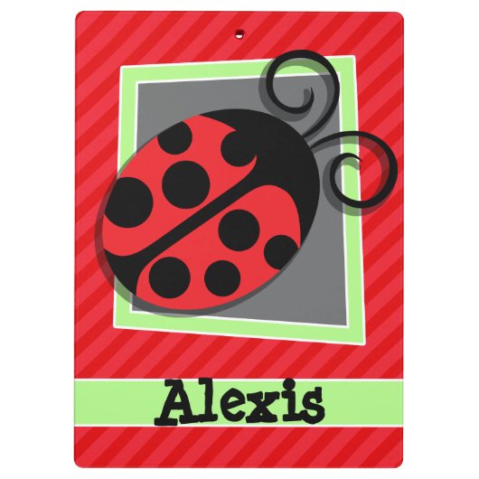Schattige lieveheersbeestje; scharlakenrode strepe klembord (Achterkant)