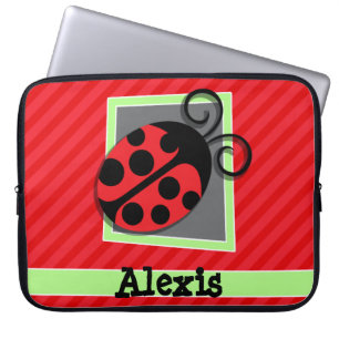 Schattige lieveheersbeestje; scharlakenrode strepe laptop sleeve
