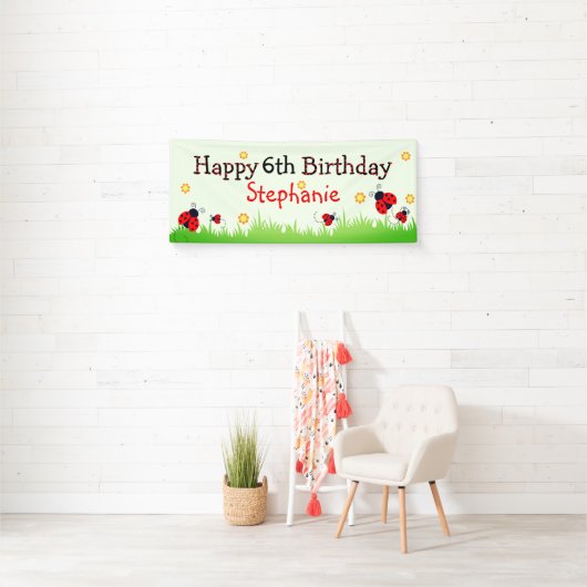 Schattige lieveheersbeestje thema Happy Birthday B Spandoek (Insitu)