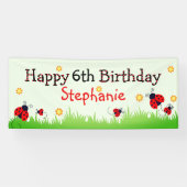 Schattige lieveheersbeestje thema Happy Birthday B Spandoek (Horizontaal)