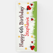 Schattige lieveheersbeestje thema Happy Birthday B Spandoek (Verticaal)