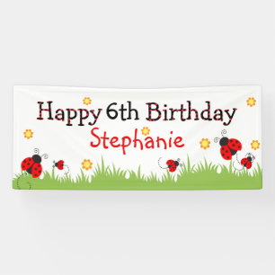 Schattige lieveheersbeestje thema Happy Birthday B Spandoek