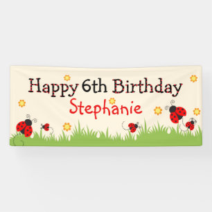 Schattige lieveheersbeestje thema Happy Birthday B Spandoek