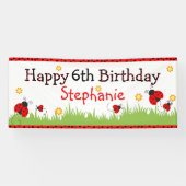 Schattige lieveheersbeestje thema Happy Birthday B Spandoek (Horizontaal)