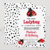 Schattige lieveheersbeestje verjaardagsuitnodiging kaart (Voorkant / Achterkant)