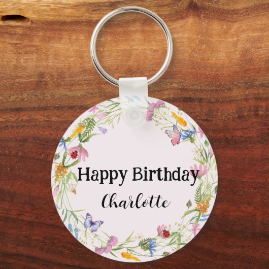 Schattige lieveheersbeestje vlinder madeliefje blo sleutelhanger (Voorkant)