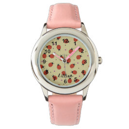 Schattige Lieveheersbeestjes & Aangepaste Naam op  Horloge
