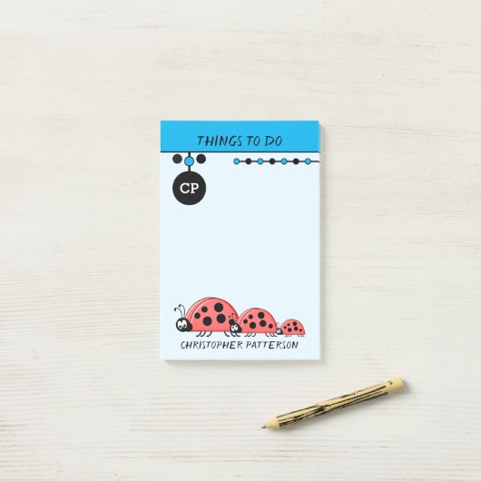 Schattige lieveheersbeestjes dingen om te doen naa post-it® notes (Op bureau)