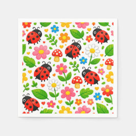 Schattige Lieveheersbeestjes en Bloemen voor Kinde Servet