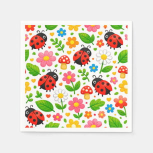 Schattige Lieveheersbeestjes en Bloemen voor Kinde Servet